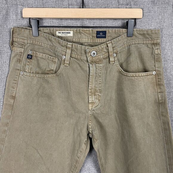 AG Adriano Goldschmied Jeans Mens 34x26.5 Tan The Matchbox Slim Straight Beige - Picture 2 of 12